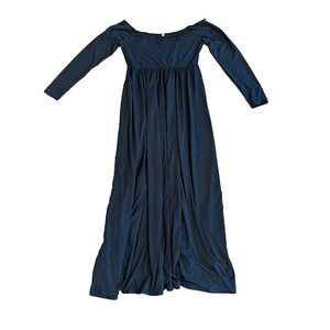 Maternity Dress Off The Shoulder Long Sleeve Maxi Navy Blue Large, Mother Bee